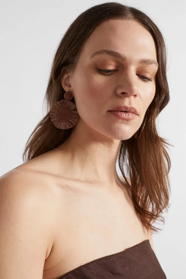 Jewellery Woman Seed Heritage Circle Raffia Earring Woodland