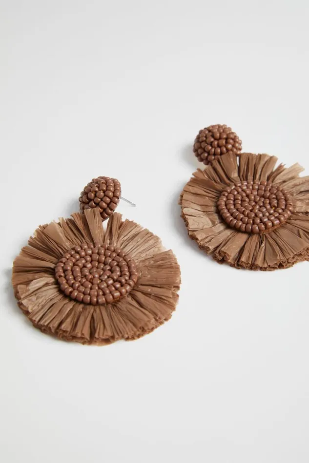 Jewellery Woman Seed Heritage Circle Raffia Earring Woodland