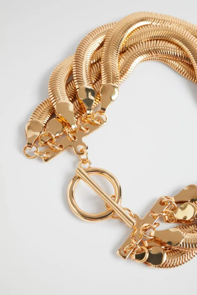 Jewellery Woman Seed Heritage Layered Snake Chain Bracelet Gold