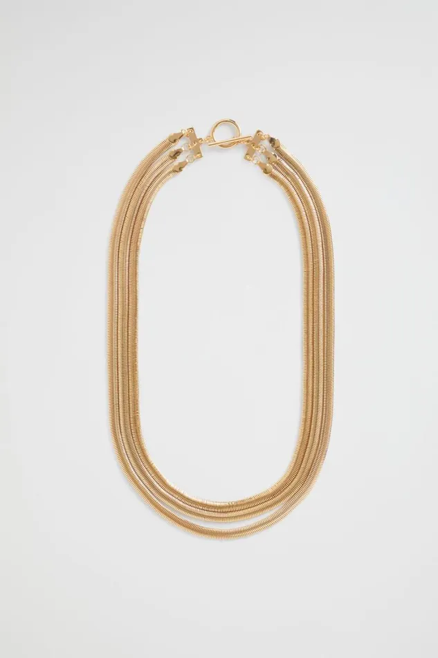 Jewellery Woman Seed Heritage Layered Snake Chain Necklace Gold