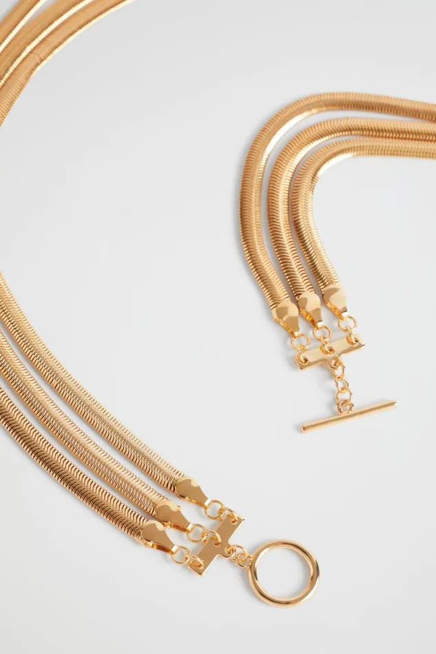 Jewellery Woman Seed Heritage Layered Snake Chain Necklace Gold