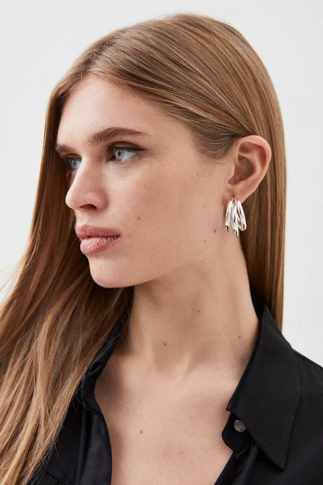 Jewellery Women Karen Millen Layered Hoop Earrings Silver