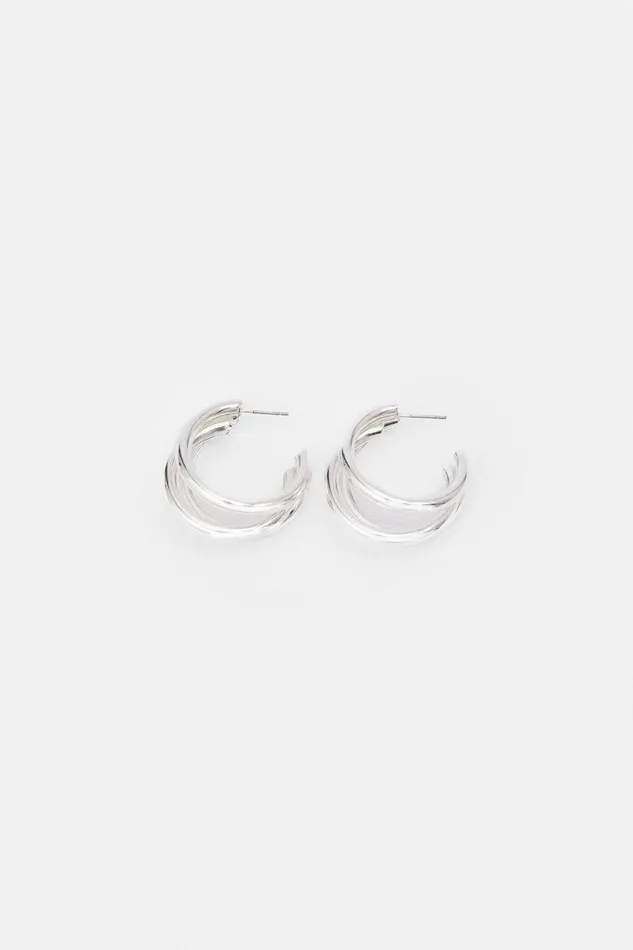 Jewellery Women Karen Millen Layered Hoop Earrings Silver