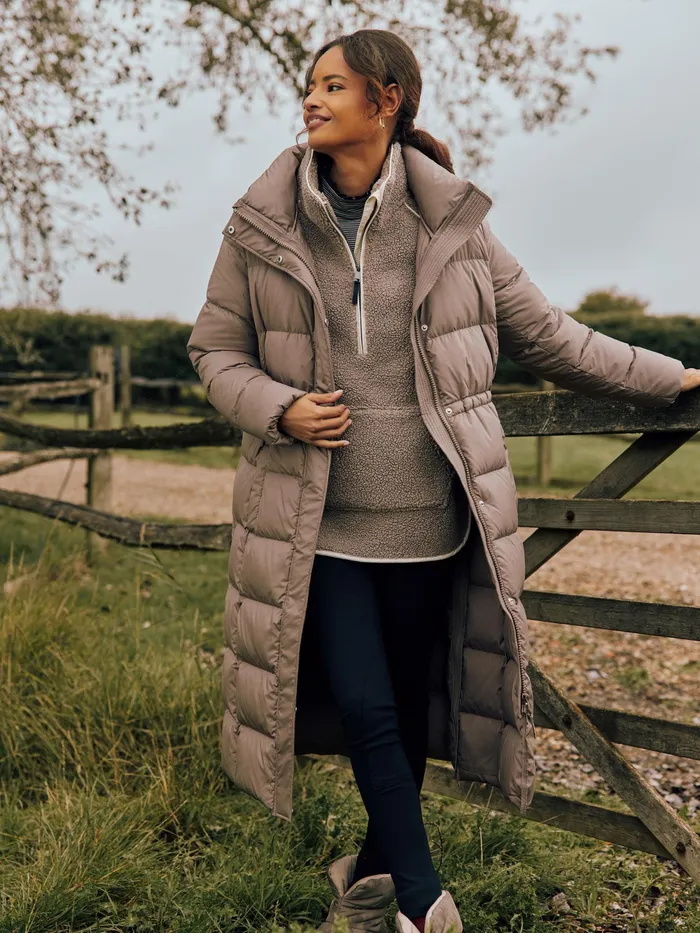 Joules Coats and Jackets Natural Showerproof Down Feather Long Puffer Coat 8211 Women