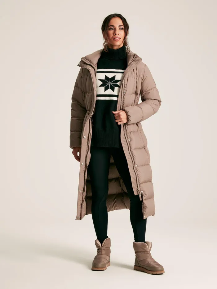 Joules Coats and Jackets Natural Showerproof Down Feather Long Puffer Coat 8211 Women