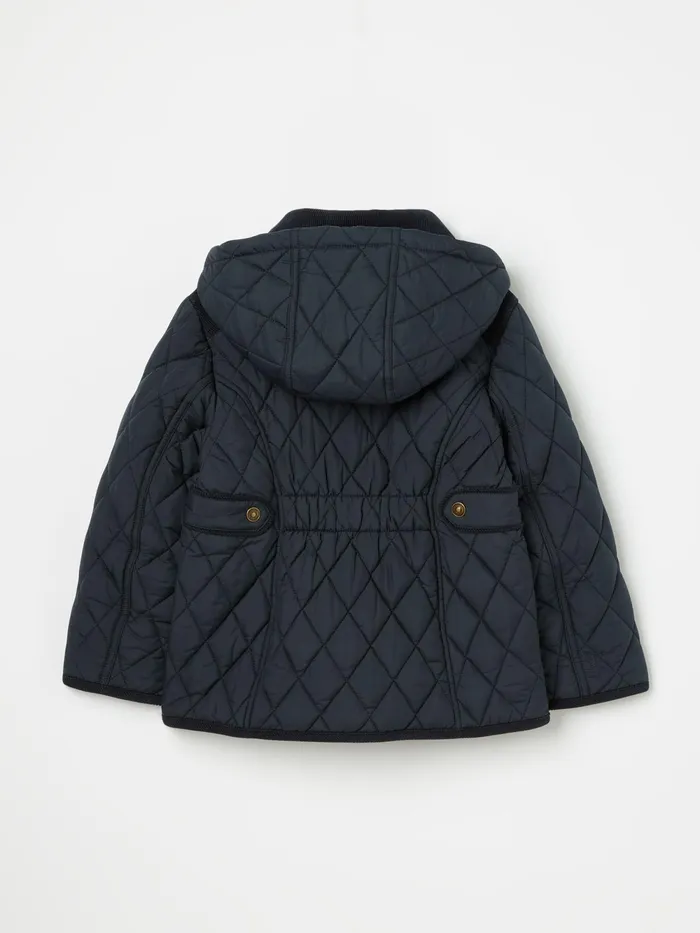 Joules Coats and Jackets Navy Diamond Quilted Coat With Hood 8211 Girls