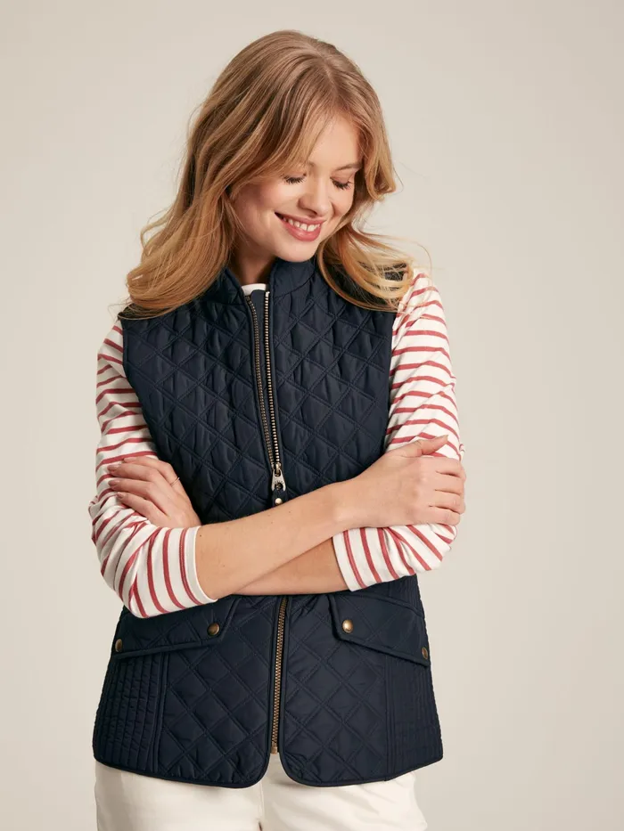 Joules Coats and Jackets Navy Showerproof Diamond Quilted Gilet 8211 Women