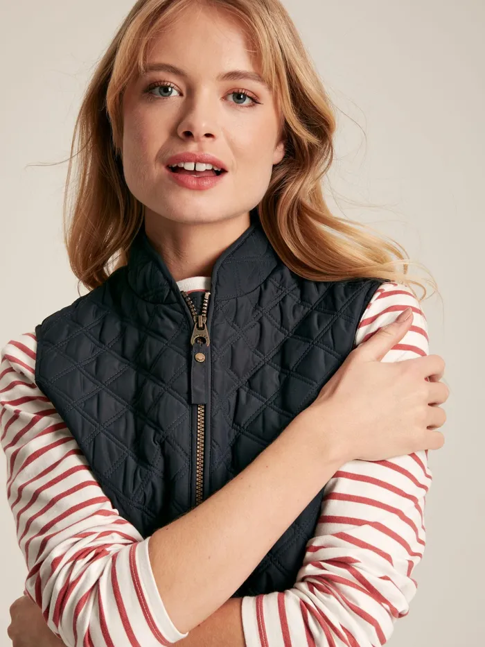 Joules Coats and Jackets Navy Showerproof Diamond Quilted Gilet 8211 Women