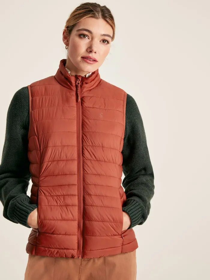 Joules Coats and Jackets Red Showerproof Packable Padded Gilet 8211 Women