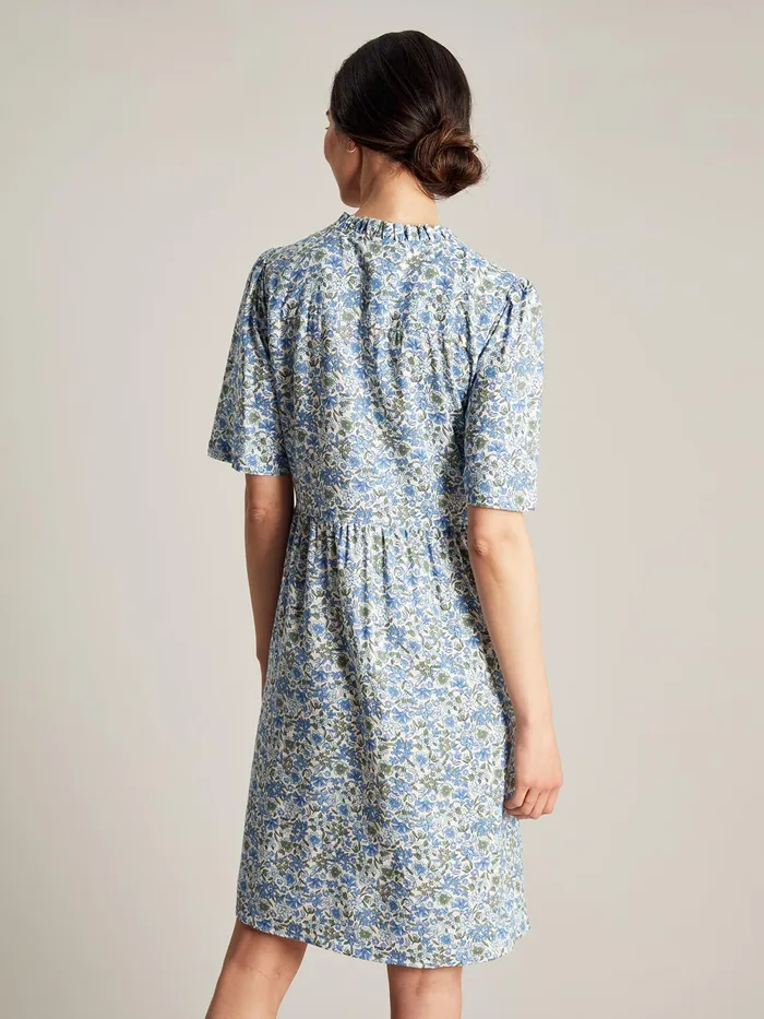 Joules Dresses Blue Frill Neckline Short Dress 8211 Women