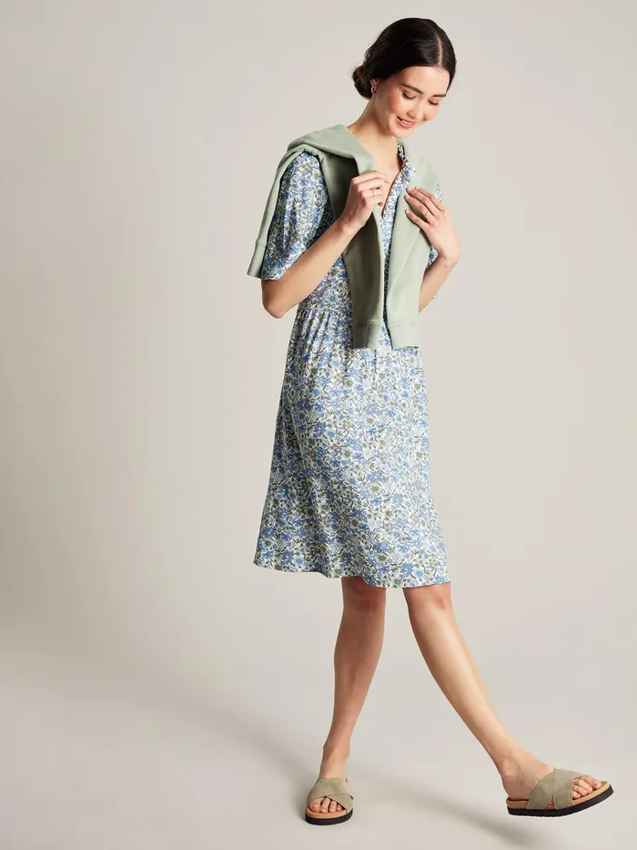 Joules Dresses Blue Frill Neckline Short Dress 8211 Women