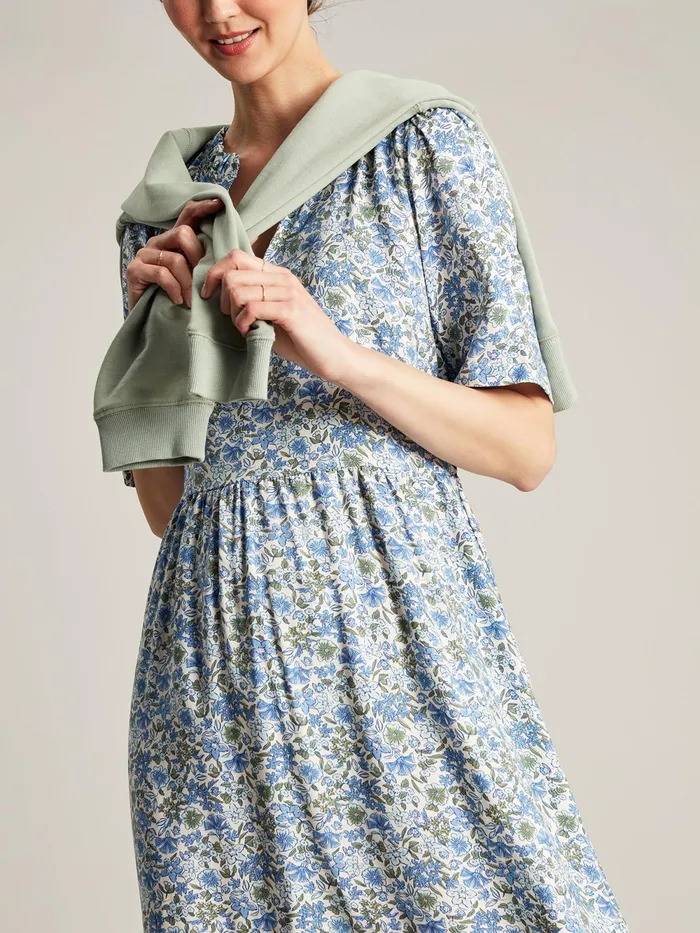 Joules Dresses Blue Frill Neckline Short Dress 8211 Women
