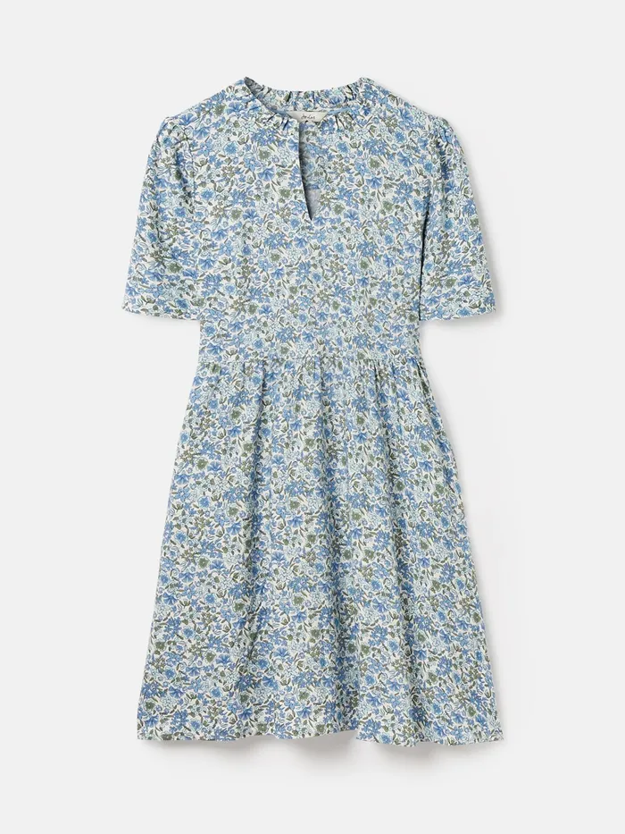 Joules Dresses Blue Frill Neckline Short Dress 8211 Women