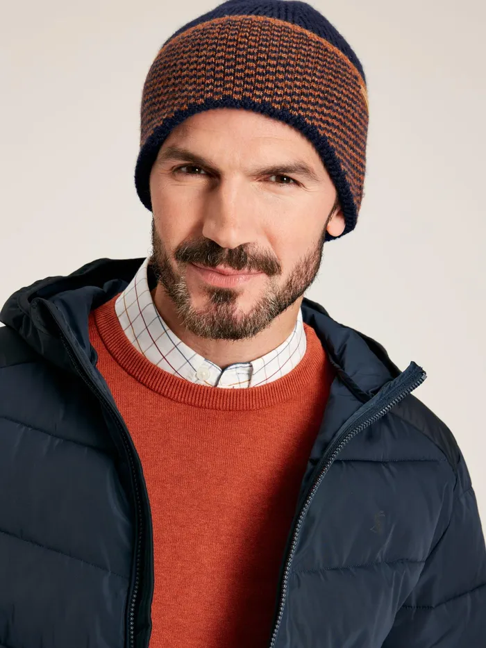 Joules Hats Gloves and Scarves Navy Knitted Beanie Hat 8211 Men