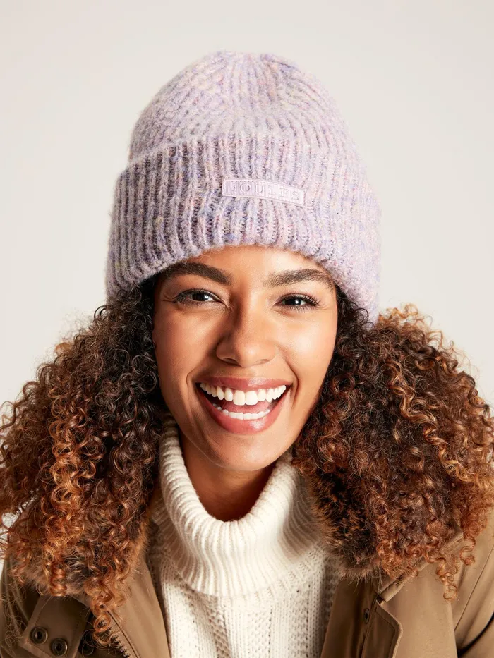 Joules Hats Lilac Oversized Knitted Beanie Hat 8211 Women