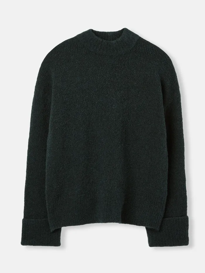 Joules Knitwear Dark Green High Neck Boucl Jumper 8211 Women