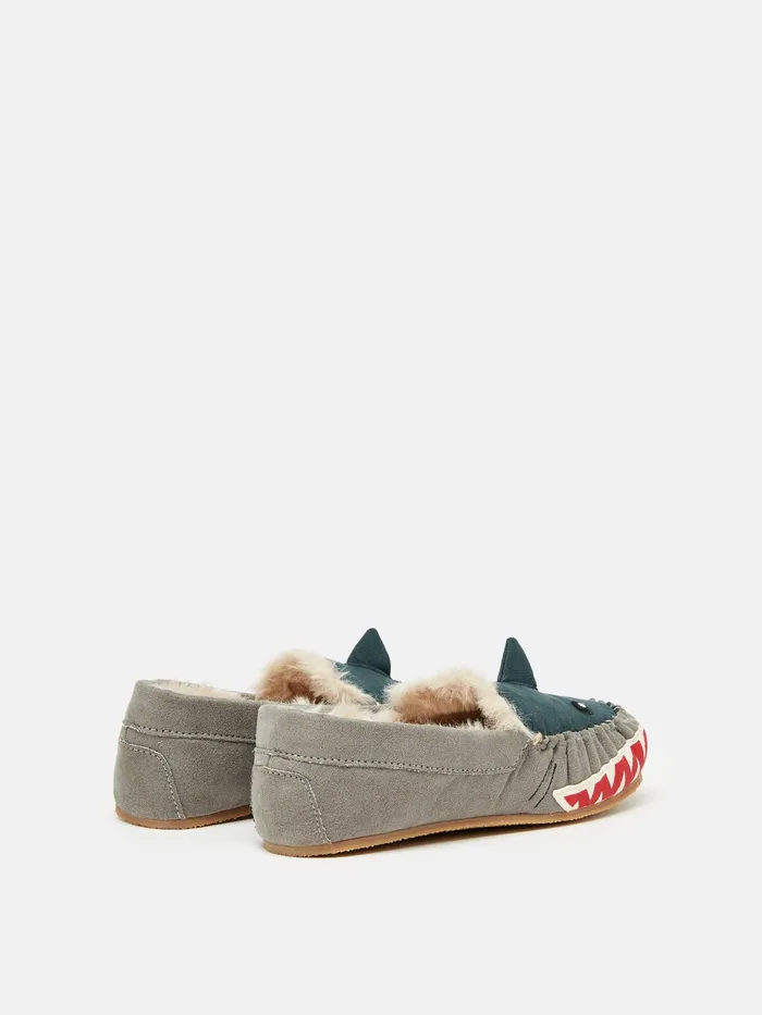 Joules Nightwear Navy Shark Moccasin Slippers 8211 Boys