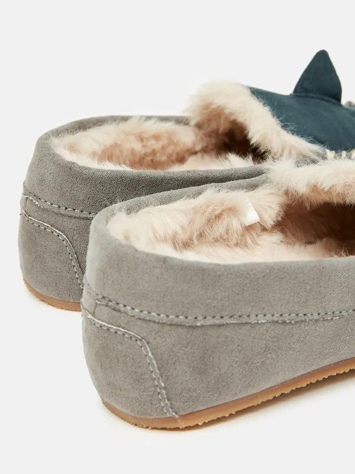 Joules Nightwear Navy Shark Moccasin Slippers 8211 Boys