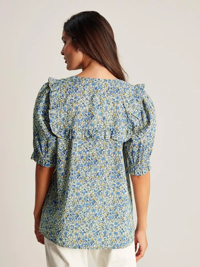 Joules Shirts and Blouses Blue Ditsy Blouse With Frilled Bib 8211 Women