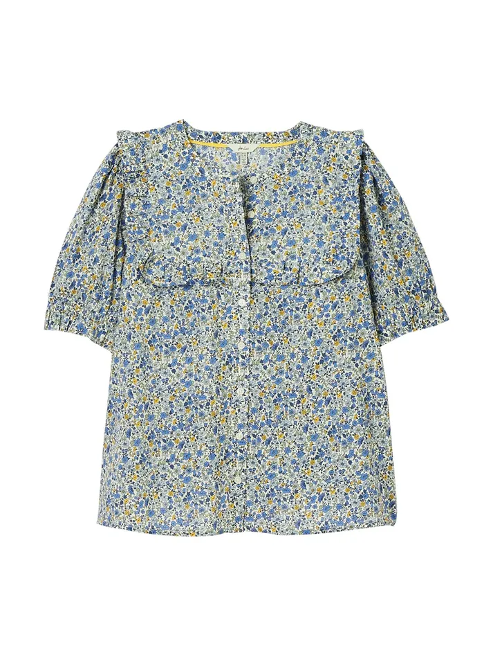 Joules Shirts and Blouses Blue Ditsy Blouse With Frilled Bib 8211 Women