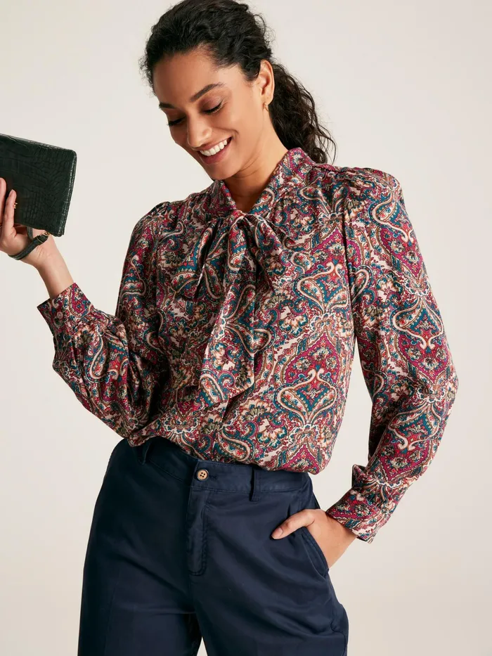 Joules Shirts and Blouses Pink Tie Neck Blouse 8211 Women