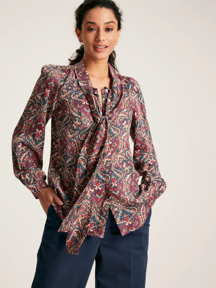 Joules Shirts and Blouses Pink Tie Neck Blouse 8211 Women