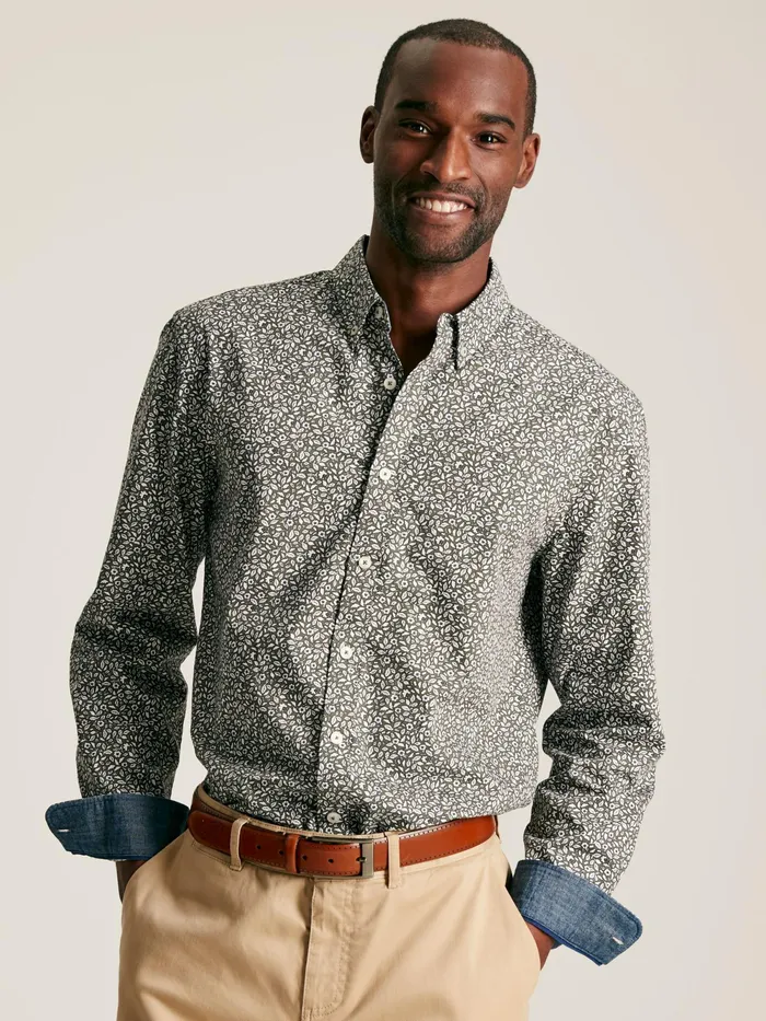 Joules Shirts Green Floral Cotton Shirt 8211 Men