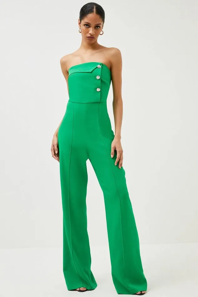 Jumpsuits Women Karen Millen Compact Stretch Viscose Bandeau Jumpsuit