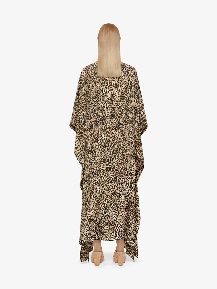 Kaftan In Silk With Leopard Print Beigeblack Women Givenchy Dresses