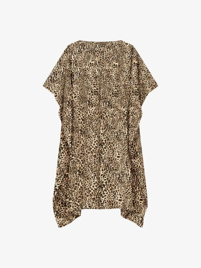 Kaftan In Silk With Leopard Print Beigeblack Women Givenchy Dresses
