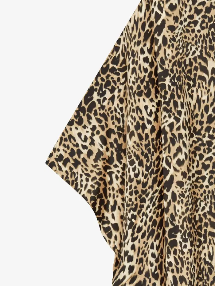Kaftan In Silk With Leopard Print Beigeblack Women Givenchy Dresses