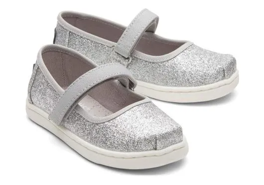 Kids KidsTiny Mary Jane Silver Toddler Shoe Silver Iridescent TOMS Slip Ons