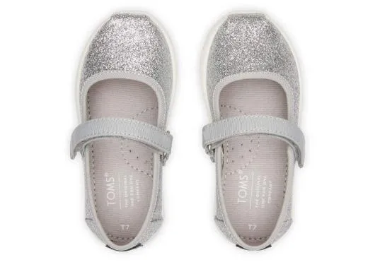 Kids KidsTiny Mary Jane Silver Toddler Shoe Silver Iridescent TOMS Slip Ons