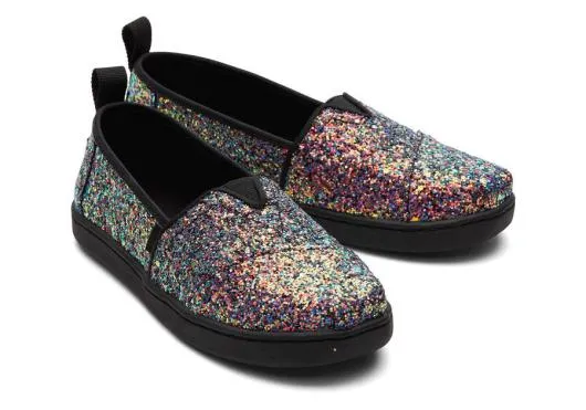 Kids KidsYouth Alpargata Black Glitter Kids Shoe Black Chunky Glitter TOMS Alpargatas