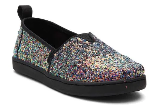 Kids KidsYouth Alpargata Black Glitter Kids Shoe Black Chunky Glitter TOMS Alpargatas
