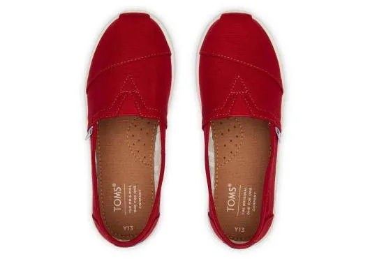 Kids KidsYouth Alpargata Red Canvas Kids Shoe Red TOMS Alpargatas
