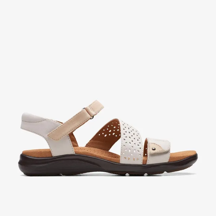 Kitly Way White Leather Women Clarks Sandals and Flip Flops