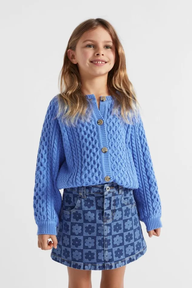 Knitwear and Sweaters Girl Seed Heritage Cable Knit Cardi Soft Cobalt