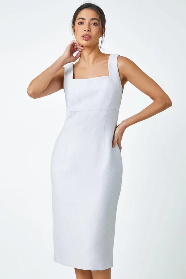 Light Grey Pleat Textured Bodycon Shift Dress Women Roman Occasionwear