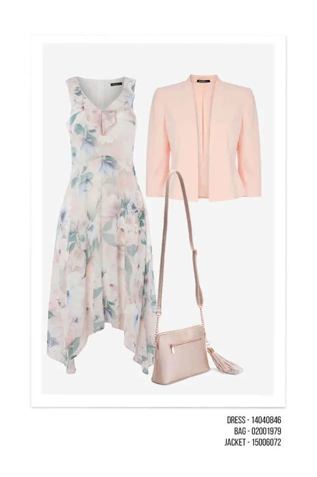 Light Pink Floral Chiffon Frill Midi Dress Women Roman Dresses