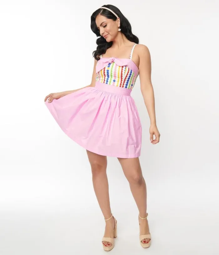 Light Pink Gathered Mini Skirt Clothing Unique Vintage Skirts
