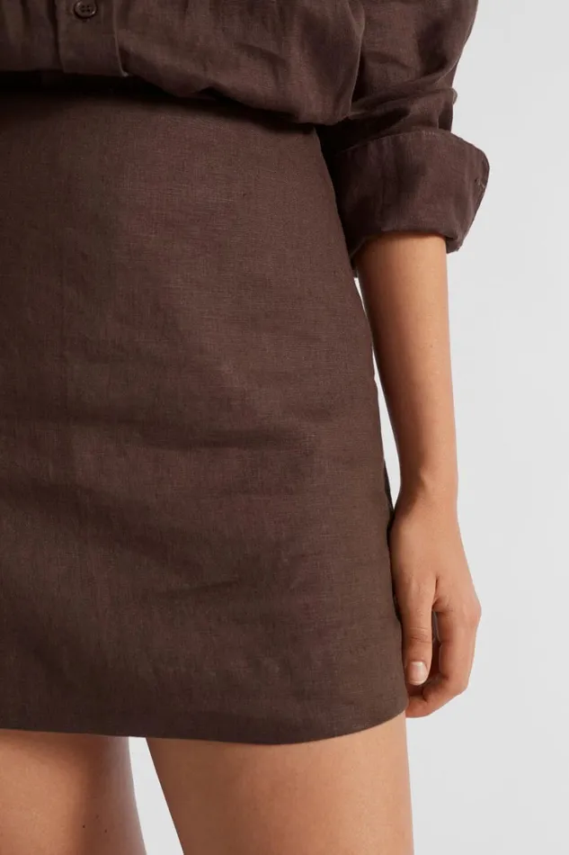 Linen Woman Seed Heritage Core Linen Mini Skirt Deep Raisin