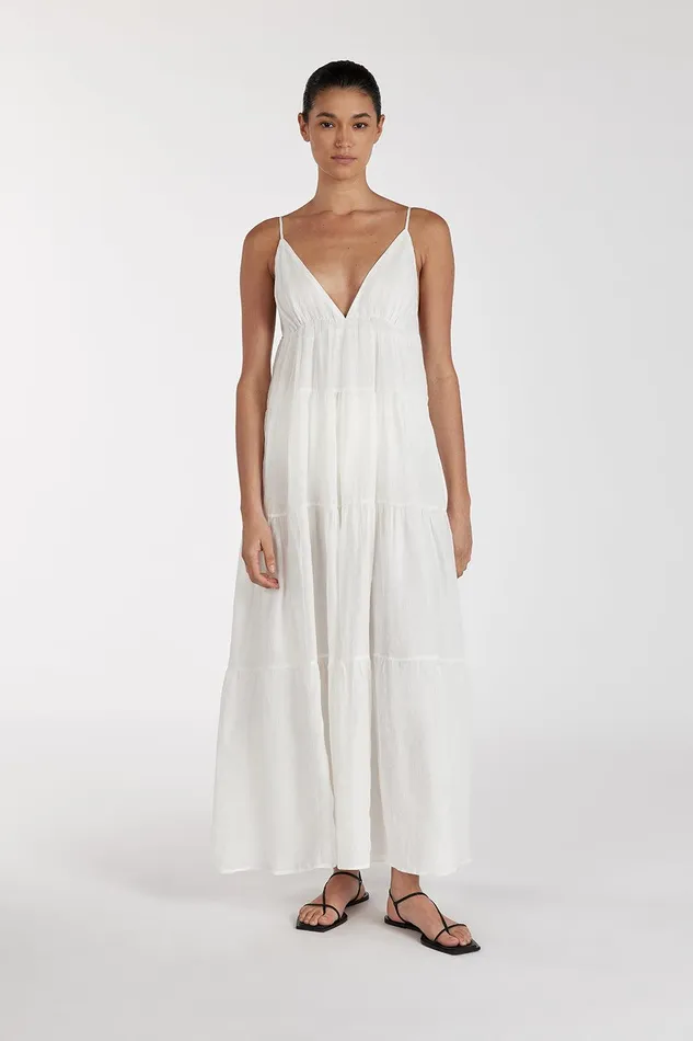 LIZA WHITE RAMIE MIDI DRESS Women DISSH Midi Dresses