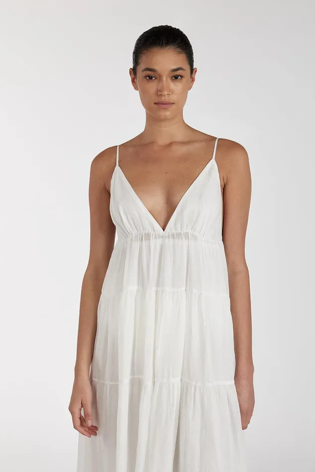 LIZA WHITE RAMIE MIDI DRESS Women DISSH Midi Dresses