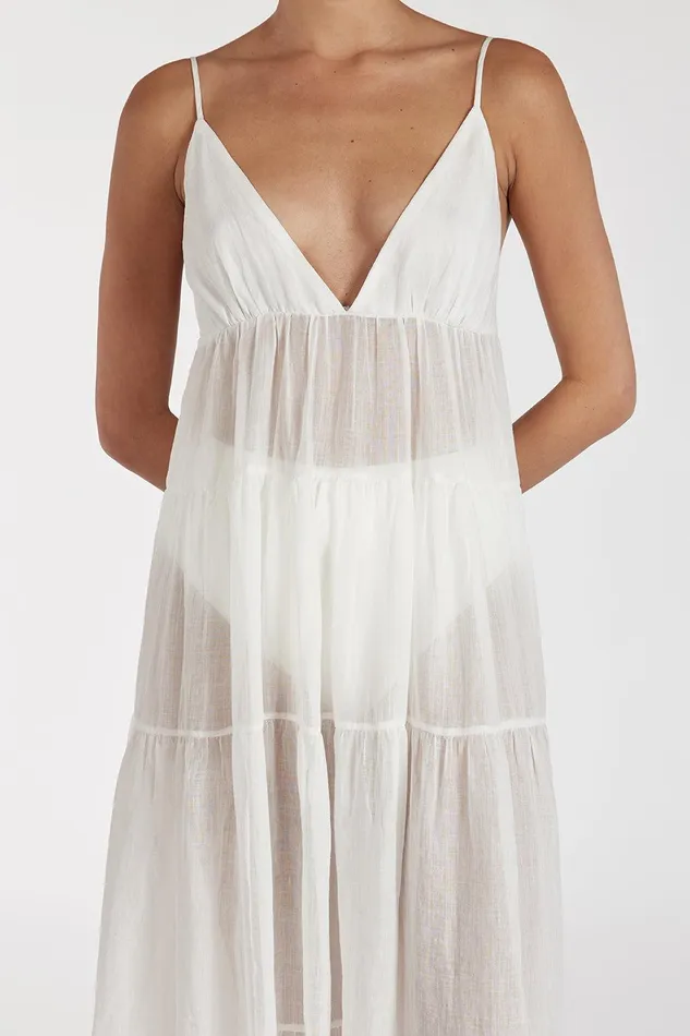 LIZA WHITE RAMIE MIDI DRESS Women DISSH Midi Dresses