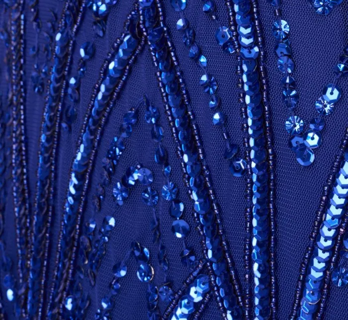 Long Dresses Womens Adrianna Papell Beaded Mermaid Gown With Dolman Sleeves In Ultra Blue