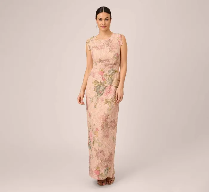 Long Dresses Womens Adrianna Papell Floral Metallic Stretch Matelasse Long Column Gown In Pink Multi Long Dresses Womens Adrianna Papell Floral Metallic Stretch Matelasse Long Column Gown In Pink Multi