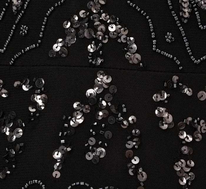 Long Dresses Womens Adrianna Papell HandBeaded AnkleLength Dress In Black Gunmetal