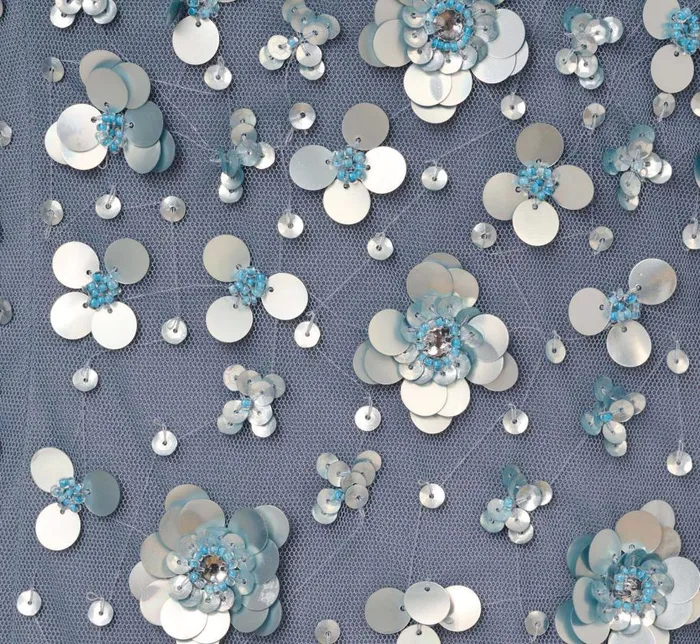 Long Dresses Womens Adrianna Papell Off Shoulder Dress With Floral Embellishment In Vintage Blue
