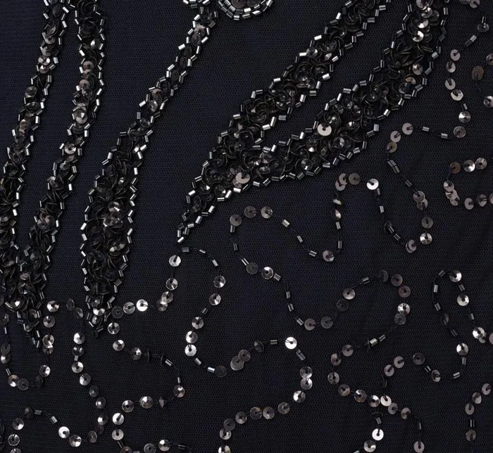 Long Dresses Womens Adrianna Papell Plus Size Floral Beaded Dress With Sheer Long Sleeves In Midnight